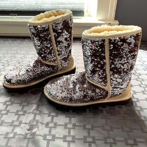 Ugg Gold Champagne Sequin Sparkle Short Boots